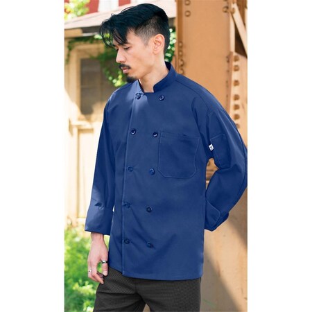 Nathan Caleb 5.25 oz 10 Button Classic Poplin Chef CoatRoyal Blue 6XL NA1238271